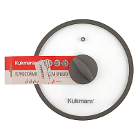 Крышка стеклянная 26см с ободком и ручкой из силикона Кукмара