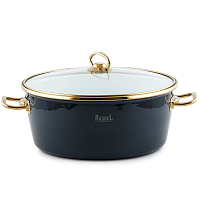 Кастрюля эмалированная 5,2 л со стекл. кр графитовый Rashel