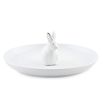 Блюдо 20,5см Зайка в золотом белый Доляна