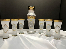 Набор 7пр графин и стаканы Каро Х-ка золото с камнями Balvinglass