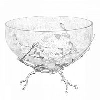 Фруктовница 29*29*21,5см круглая большая  Серебро Белый обгез Taj Glass