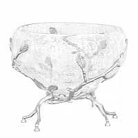 Фруктовница 19,5*19,5*16см круглая малая Серебро Белый обгез Taj Glass