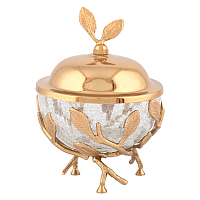 Сахарница 12,5*12,5*18см Золото Белый обгез Taj Glass