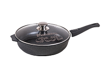 Сковорода 28см со с/ручкой и стек крышкой Гранит Black Мечта