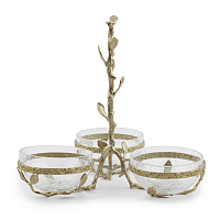 Менажница 3 секции 31*31*30см Золото Белый обгез Taj Glass