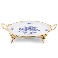 Блюдо круглое 37*30*8см Синие розы Paniz