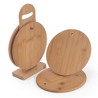 Набор из 4 круглых раздел досок 20*1см на подставке Fissman