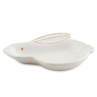 Блюдо 15,5см Зайка в золотом белый Доляна