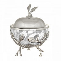 Сахарница 12,5*12,5*18см Серебро Белый обгез Taj Glass