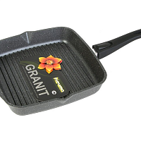 Сковорода гриль 28*28см с ручкой и стек крышкой Гранит Black Мечта
