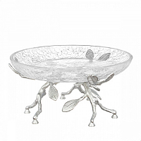 Тортница 19*19*10см малая Серебро Белый обгез Taj Glass