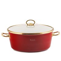 Кастрюля эмалированная 5,2л со стекл. кр красный RasheL