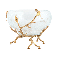 Фруктовница 19,5*19,5*16см круглая малая Золото Белый обгез Taj Glass