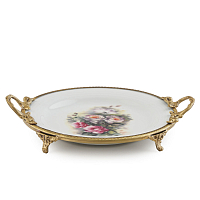 Блюдо круглое бронза 24*19*2см Розы Paniz