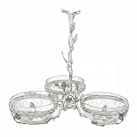 Менажница 3 секции 31*31*30см Серебро Белый обгез Taj Glass