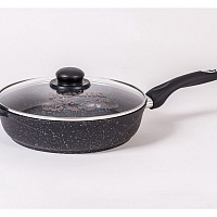 Сковорода 22см с ручкой и стек крышкой Гранит Black Мечта